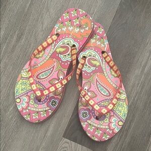 Vera Bradley Pink Paisley Sandals flip flops  size 7 preowned
